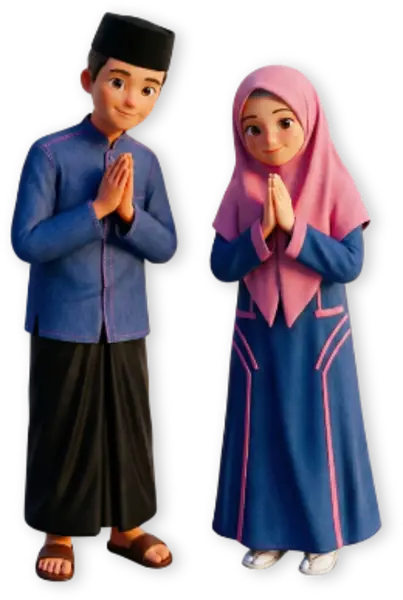 Ilustrasi santri putra dan putri